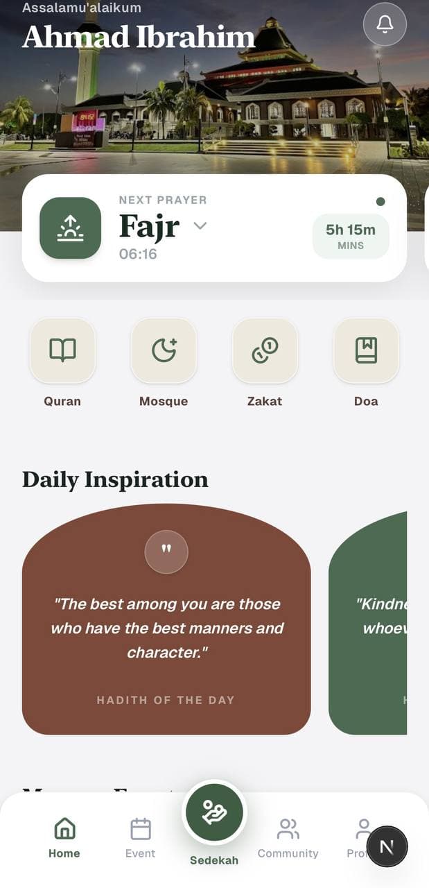 Saf - mobile application interface developed using Next.js, Tailwind CSS, Firebase Front