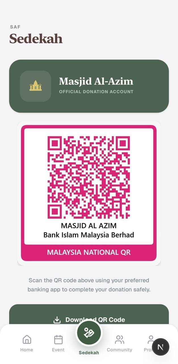 Saf - mobile application interface developed using Next.js, Tailwind CSS, Firebase Back